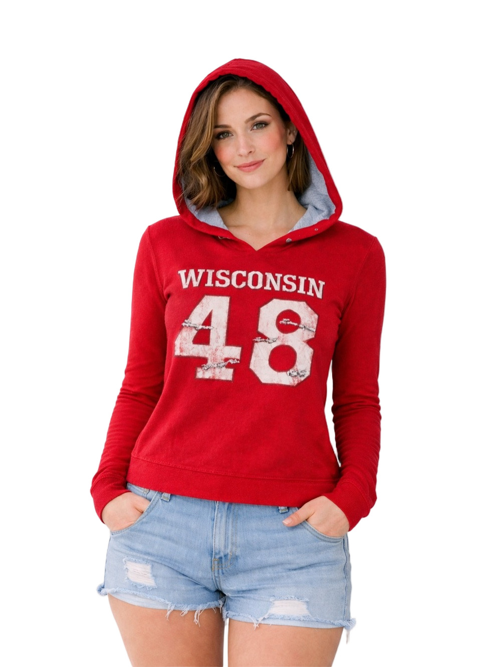 soffe wisconsin badgers 48 red long sleeve hooded shirt